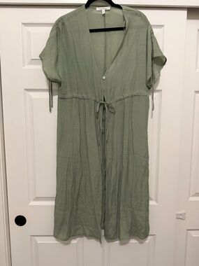 Love Tree Sage Green Lightweight Midi Cardigan